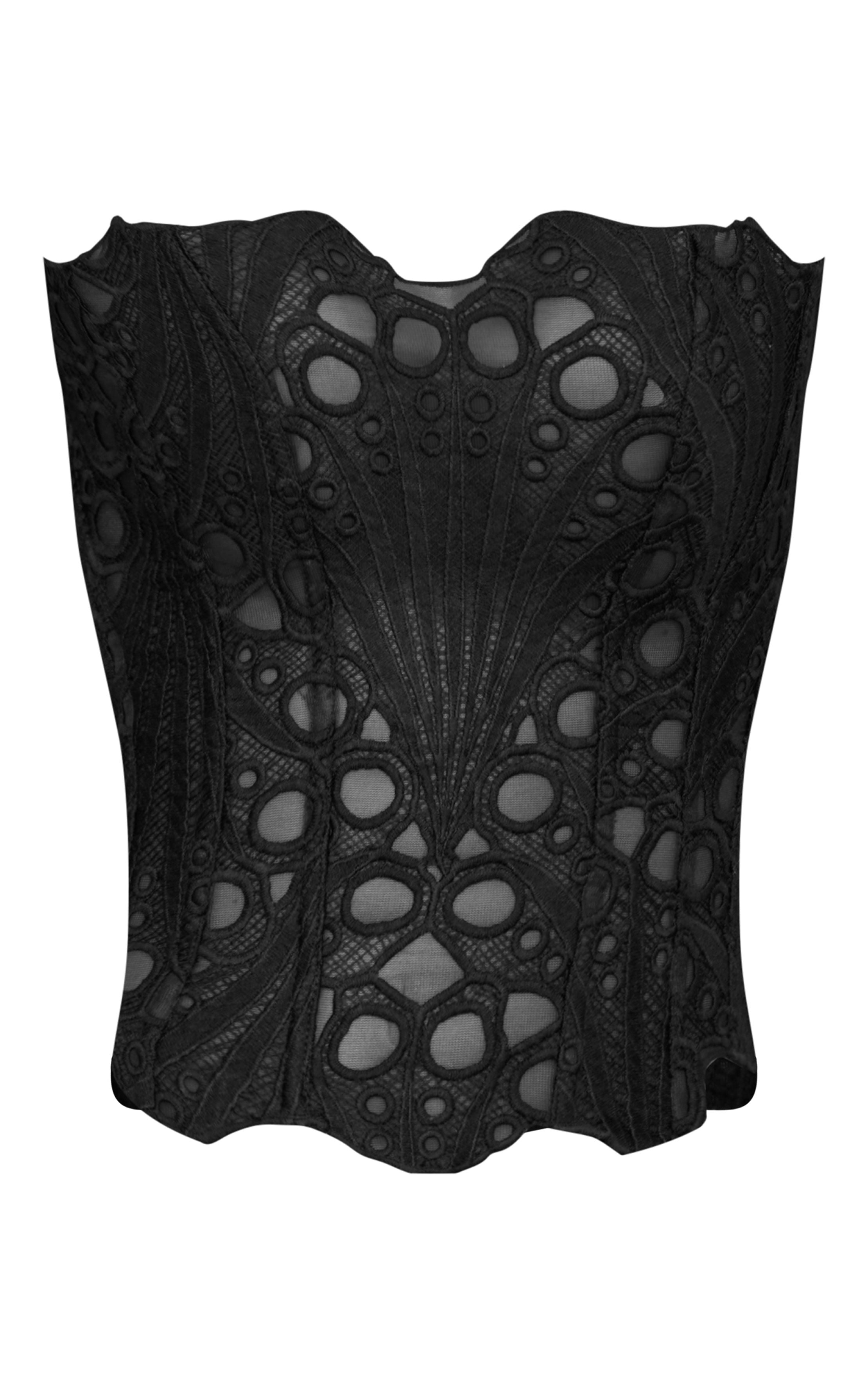 Textured Sheer Floral Kant Corset voor elegante momenten