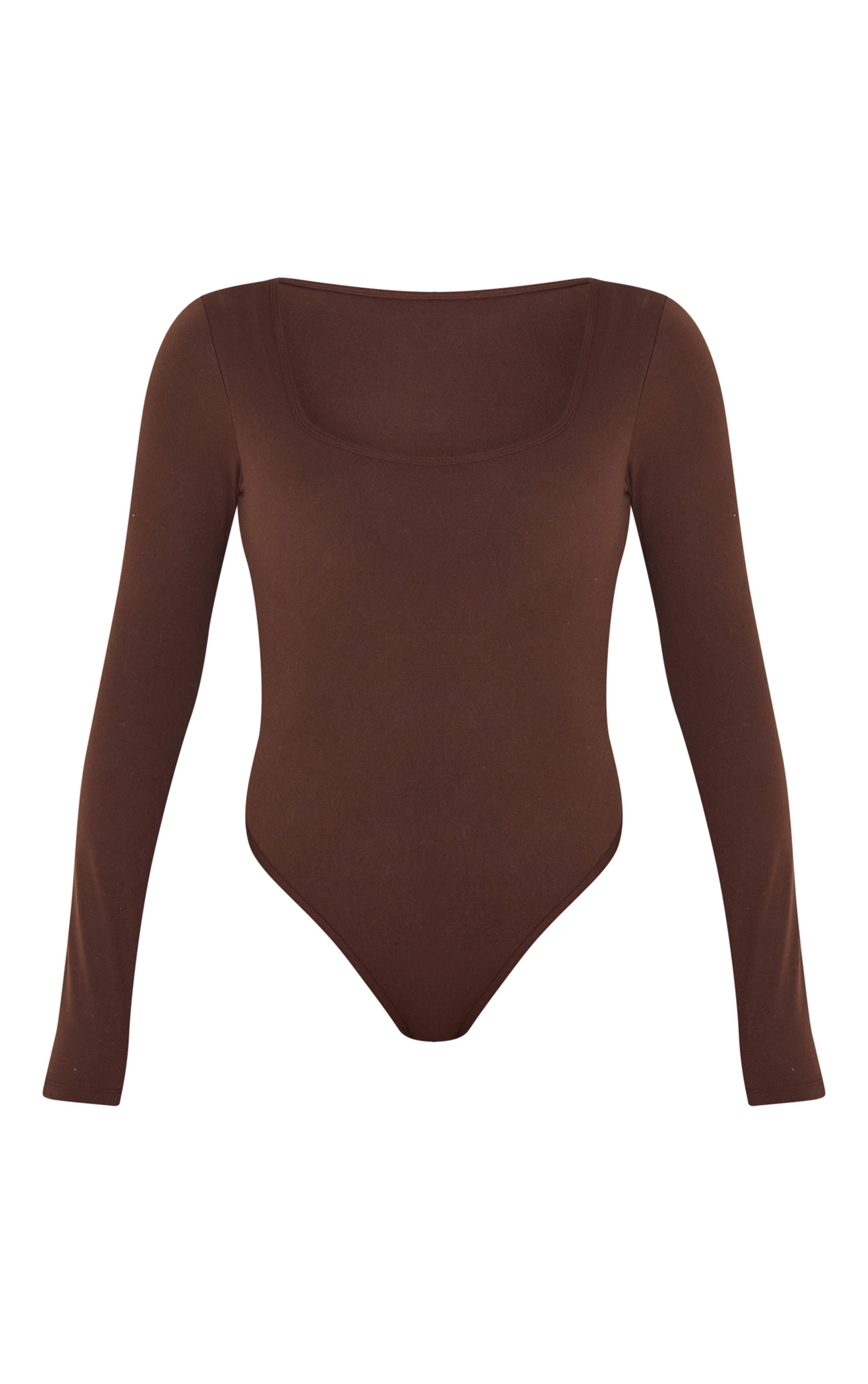 Bodysuit met ingebouwde beha en vierkante hals - lange mouwe