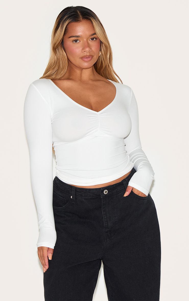 Ruched Long Sleeve Top met Sculptuurdetail