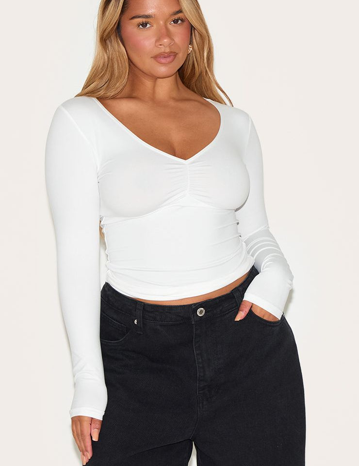 Ruched Long Sleeve Top met Sculptuurdetail