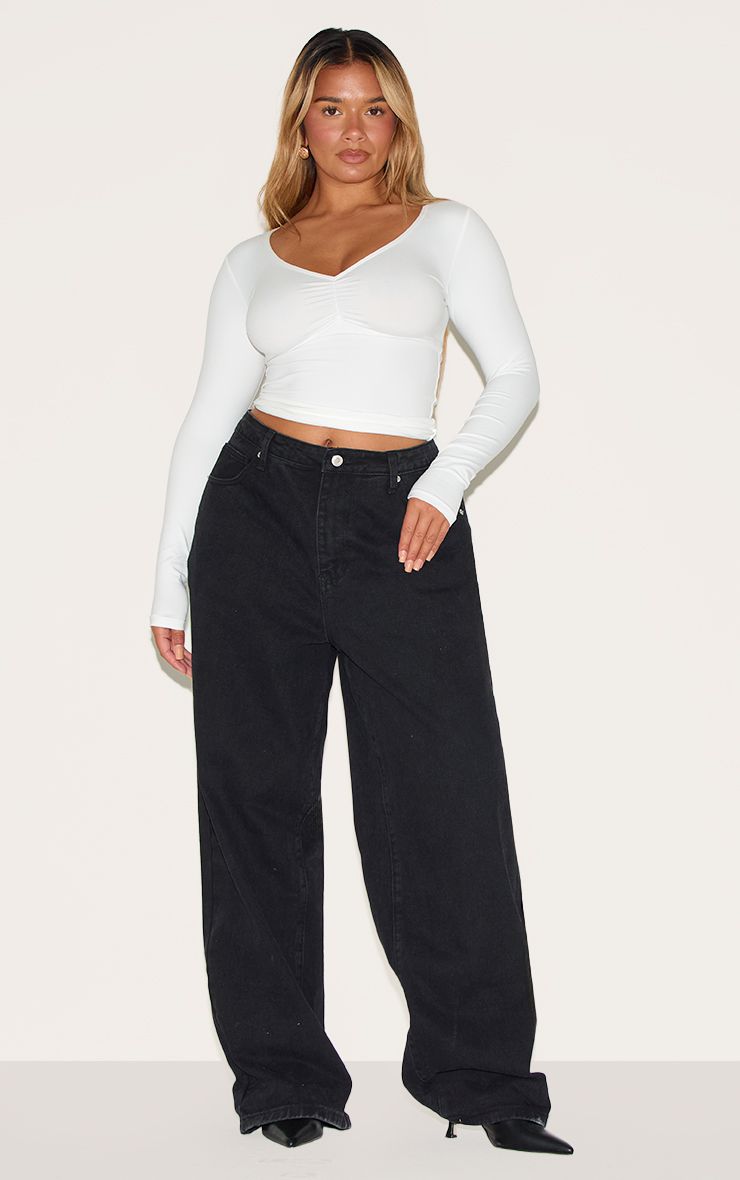 Ruched Long Sleeve Top met Sculptuurdetail