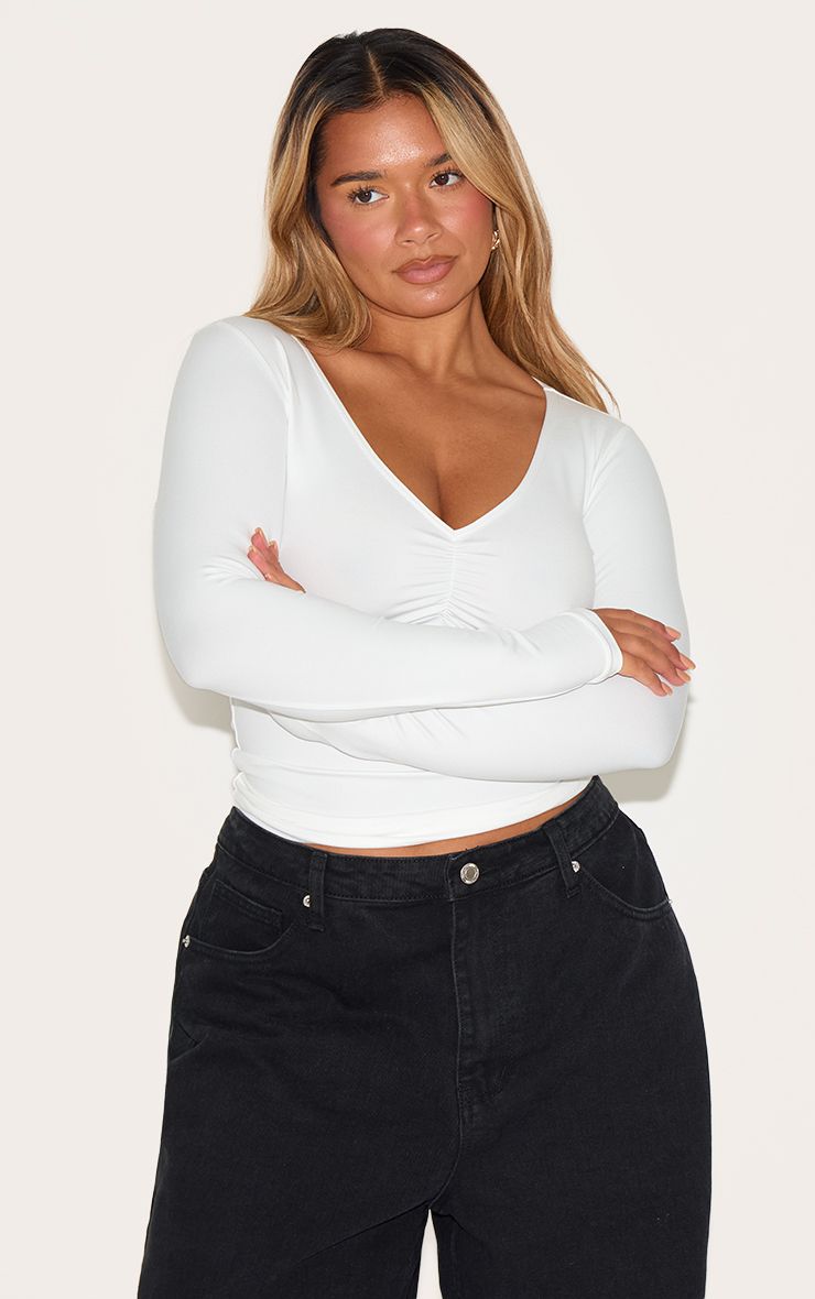 Ruched Long Sleeve Top met Sculptuurdetail