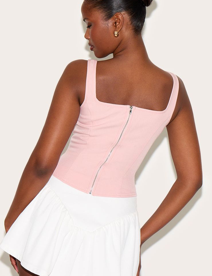 Geboende Longline Corset met Dip Hem