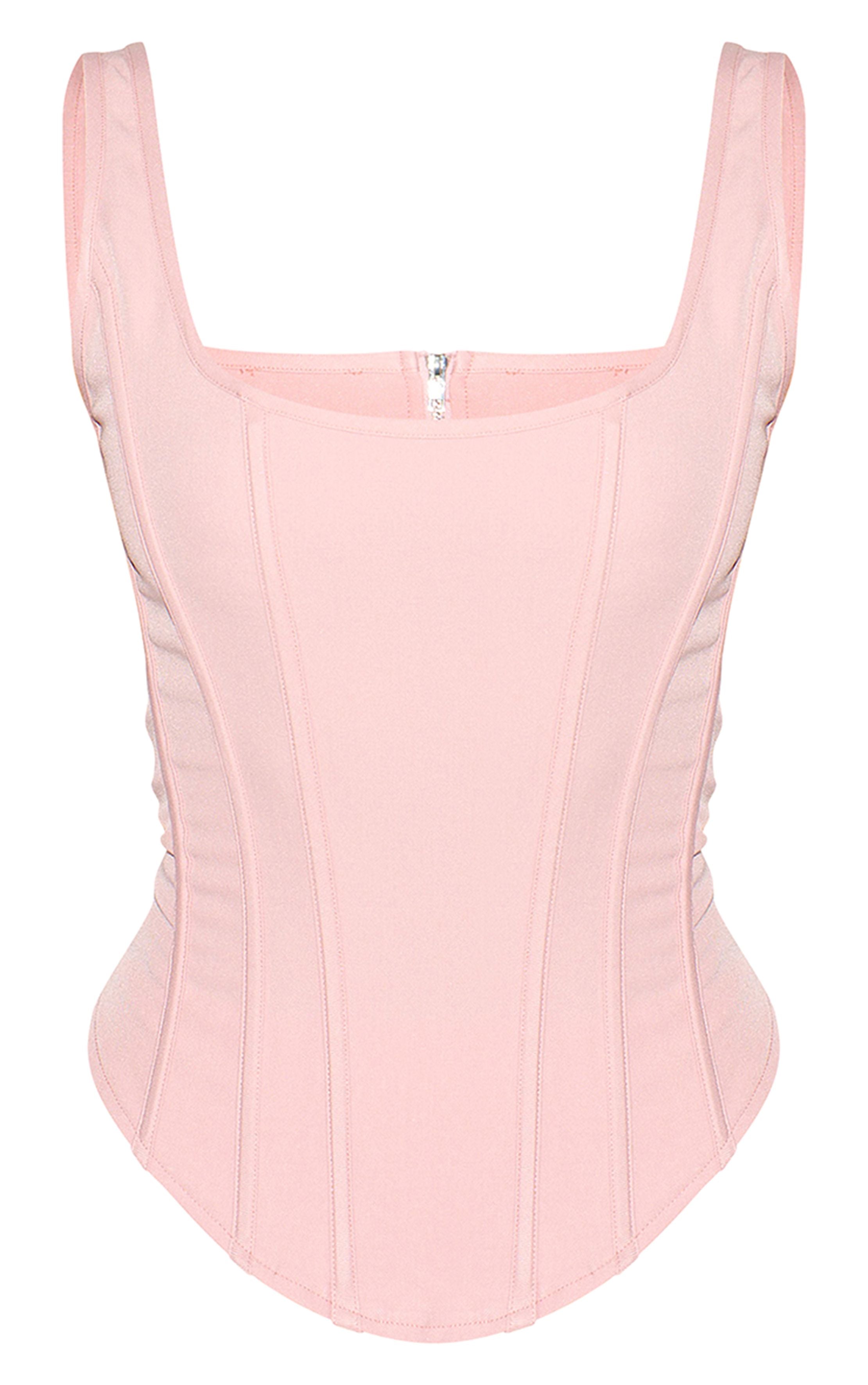 Geboende Longline Corset met Dip Hem
