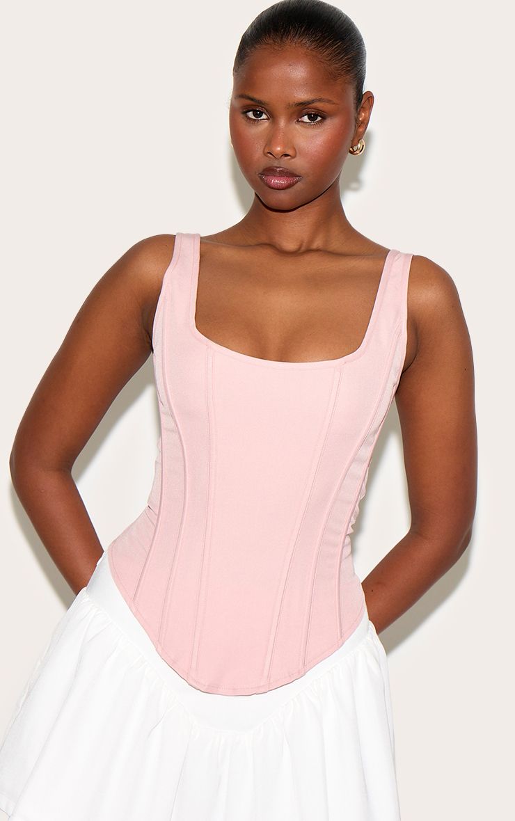 Geboende Longline Corset met Dip Hem