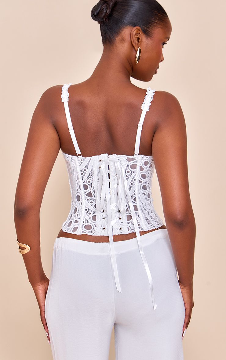 Strappy Bloemenprint Kant Corset - Doorschijnend