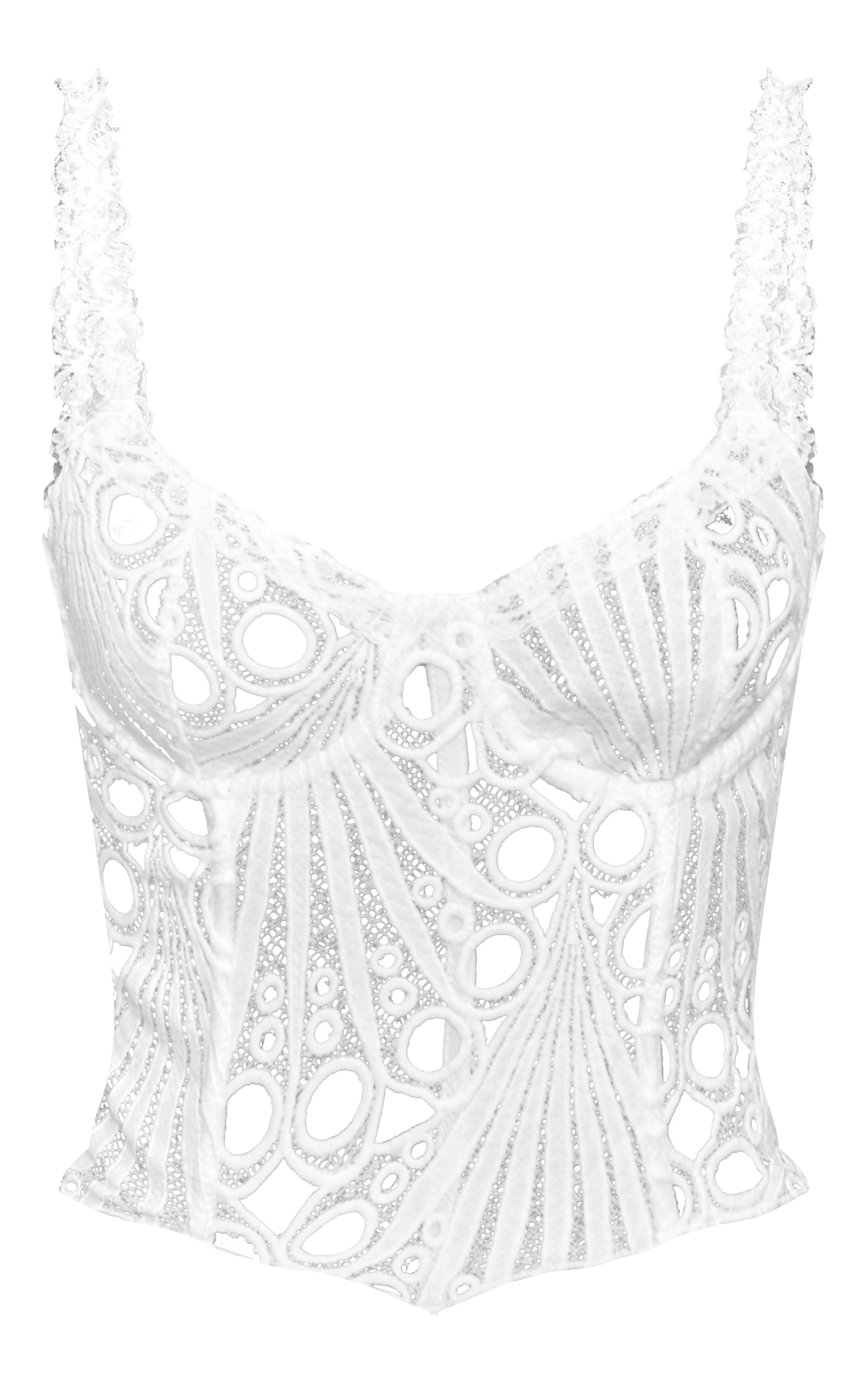 Strappy Bloemenprint Kant Corset - Doorschijnend