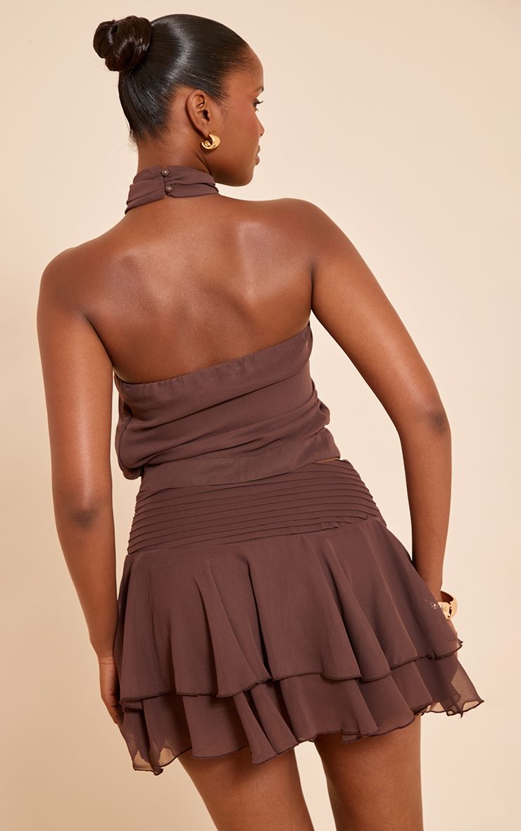 Chiffon Ruched High Neck Top - Elegante Co-ord Blouse