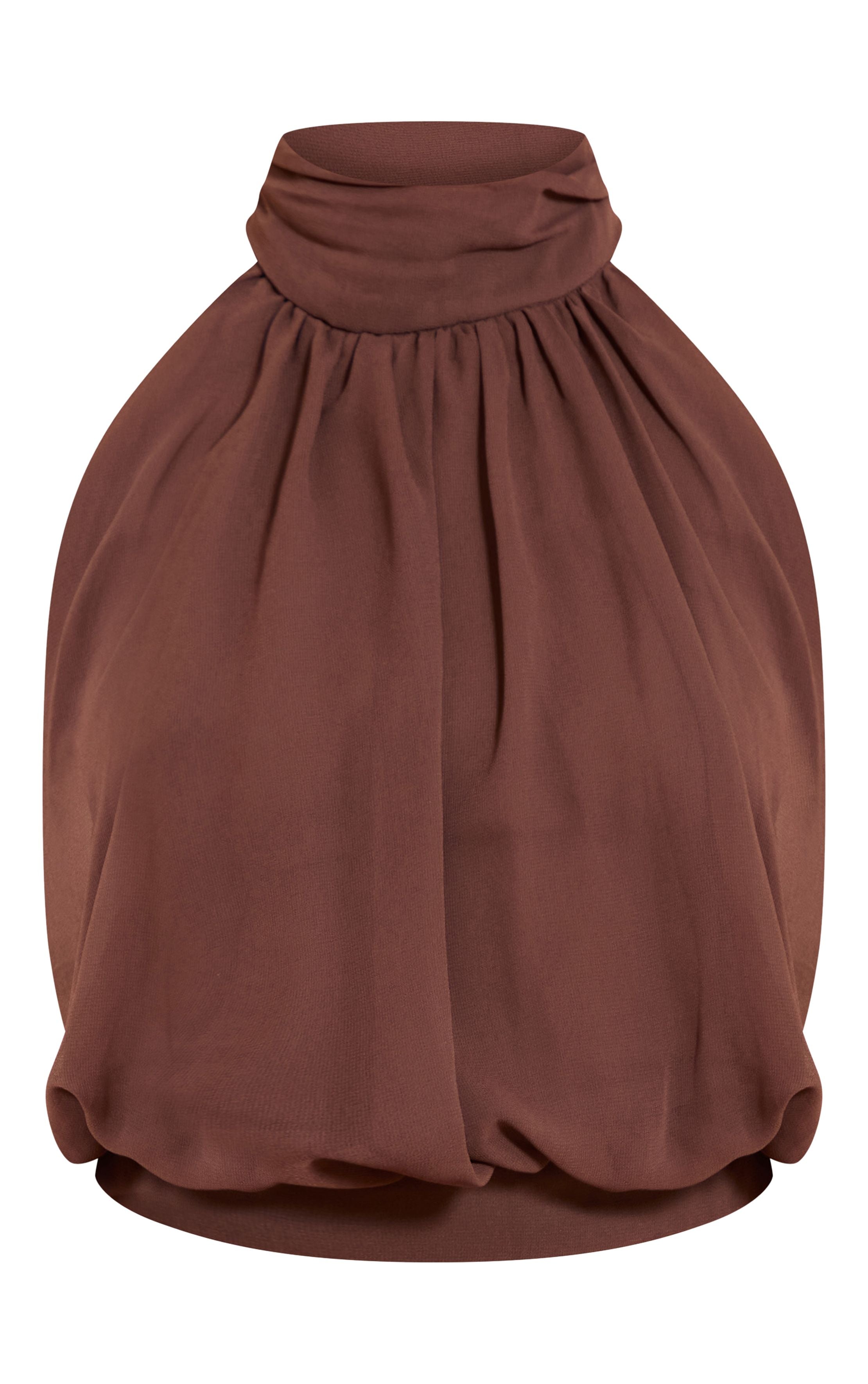 Chiffon Ruched High Neck Top - Elegante Co-ord Blouse