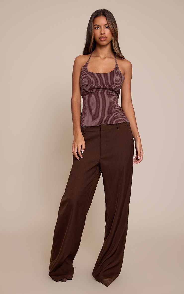 Pinstripe halterneck top in maat XS-XXXL