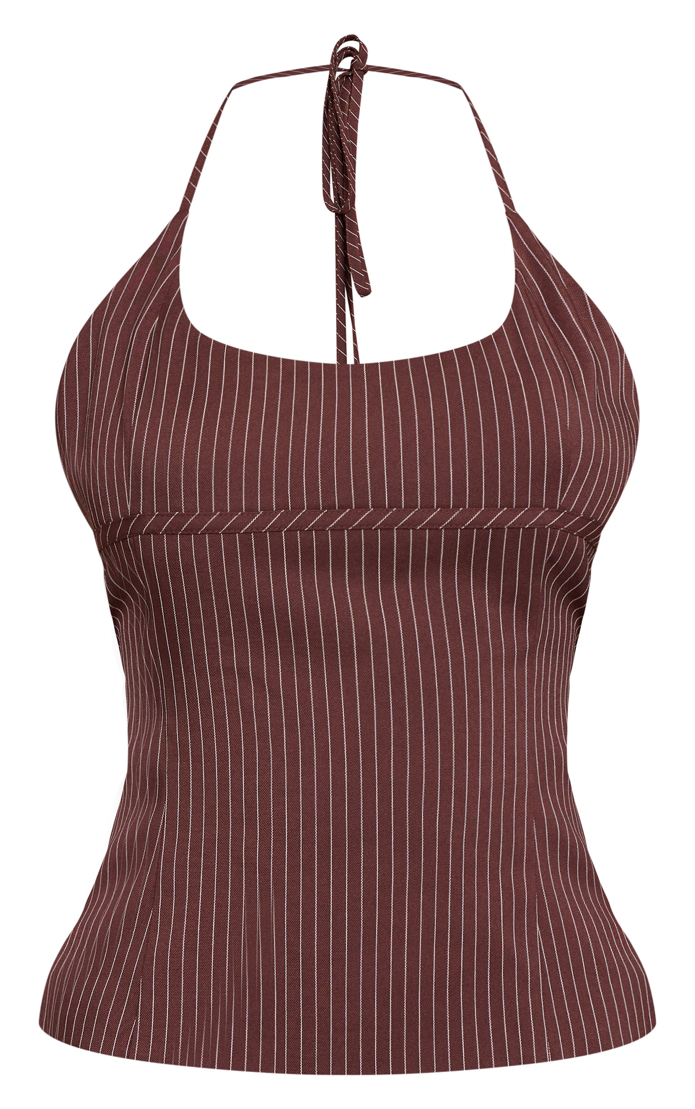 Pinstripe halterneck top in maat XS-XXXL