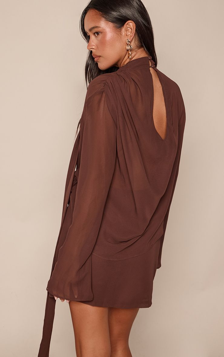 Chiffon Mini Jurk met Cowl Drape Hals - Elegante Avondstijl