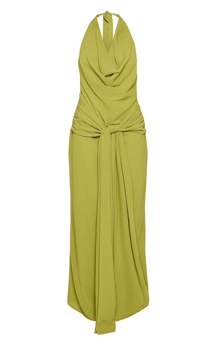 Halter Maxi Jurk met Knoopdetail Mouwloos