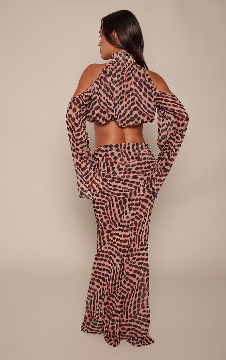 Abstract Print Chiffon Set met Draperiering