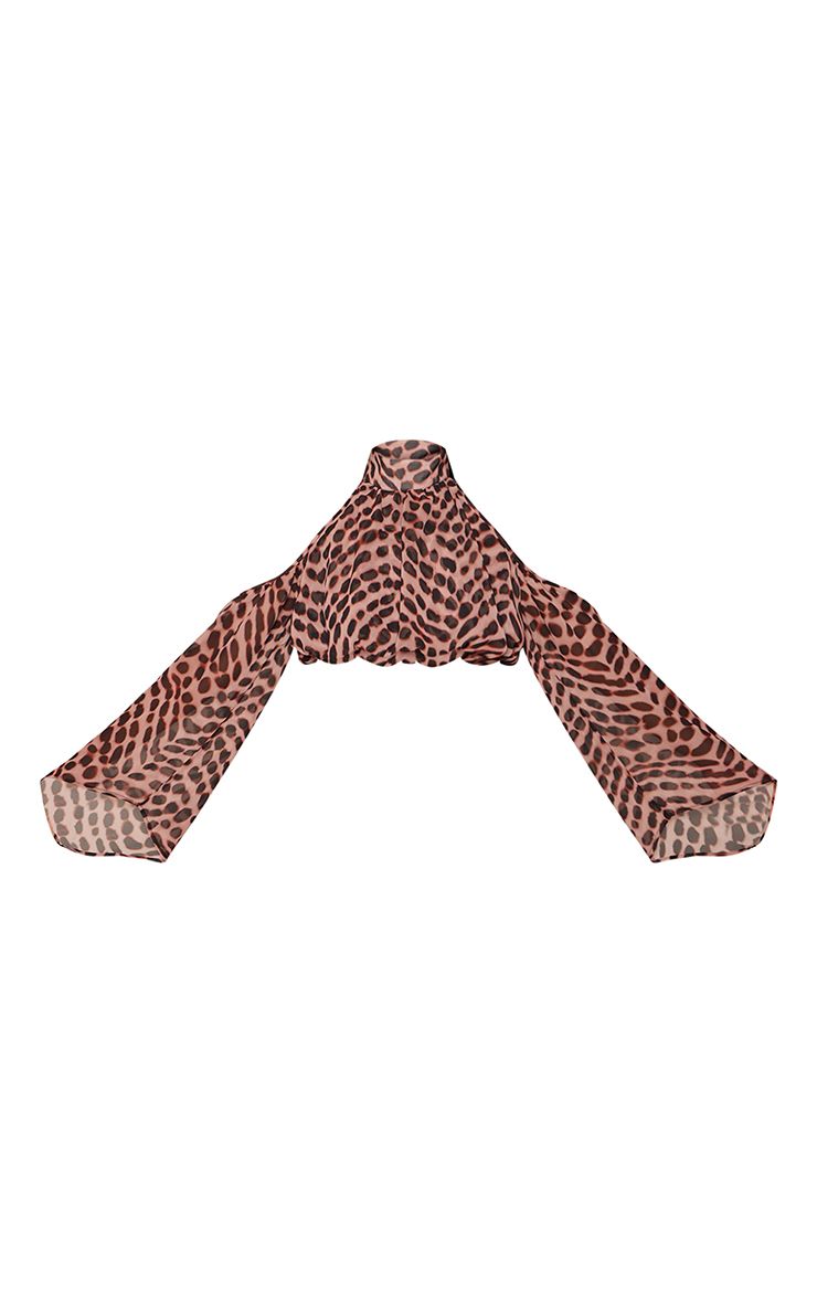 Abstract Chiffon Cold Shoulder Crop Top - Losse Pasvorm