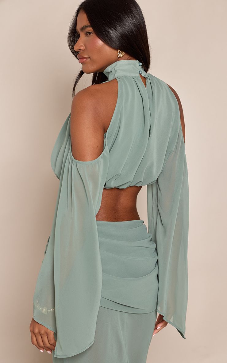 Chiffon Cold Shoulder Crop Top - Elegant Setje