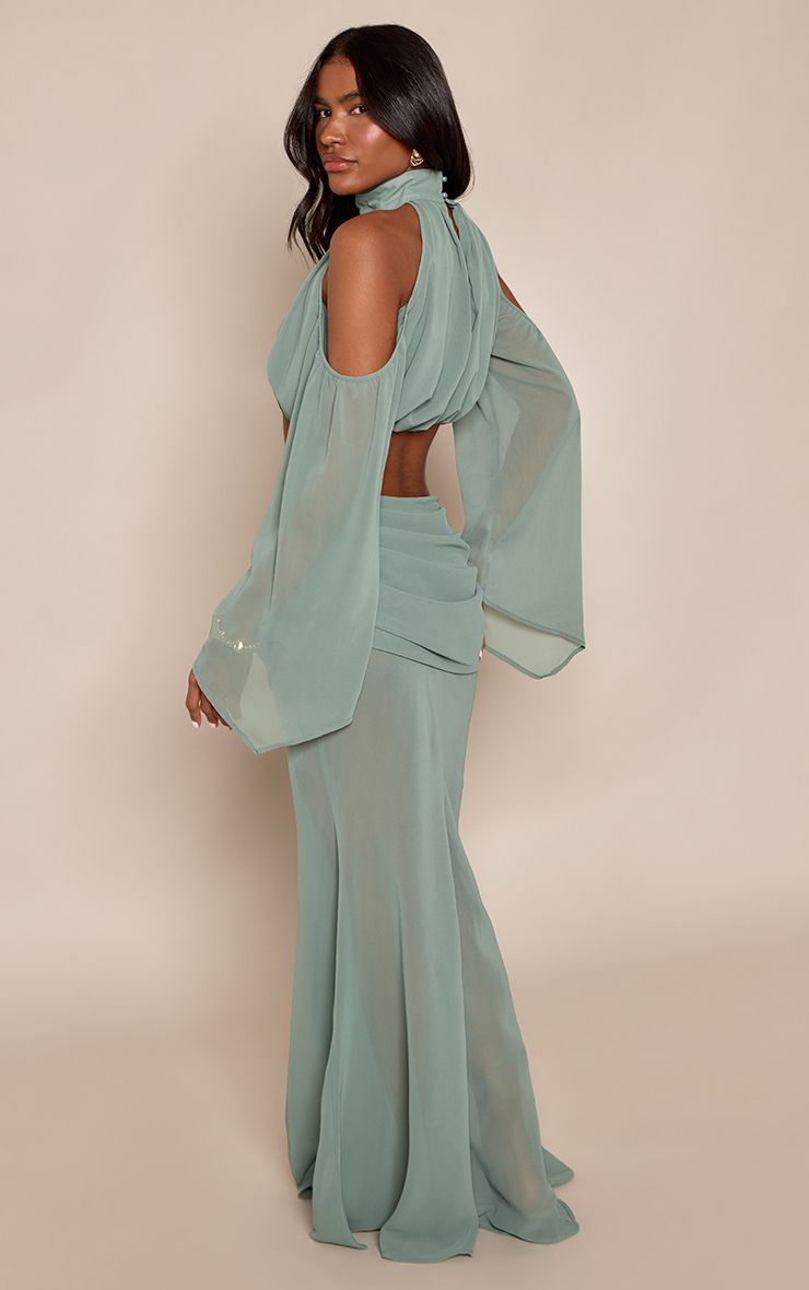 Chiffon Maxi Rok met Drape Details - Set