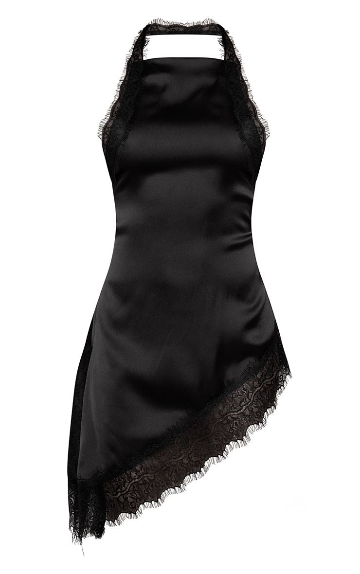 Satijnen halter top met kant detail - elegant en sensueel