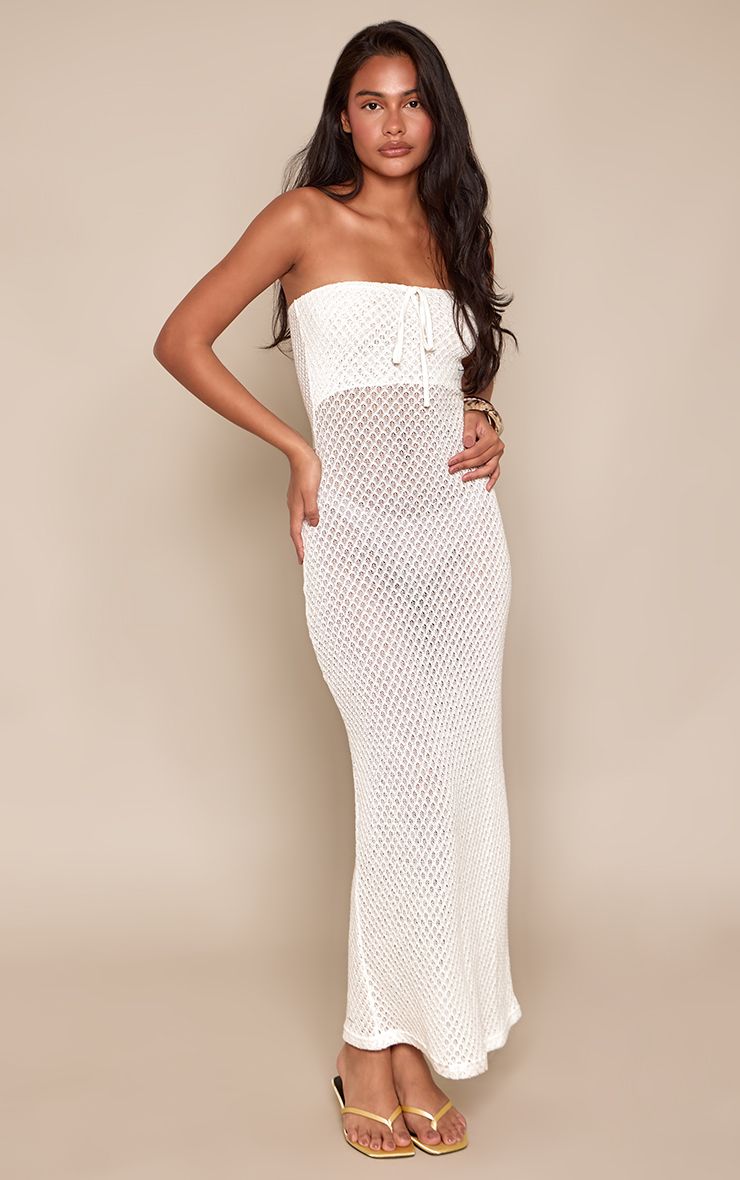 Bandeau Gestructureerde Bodycon Maxi Jurk