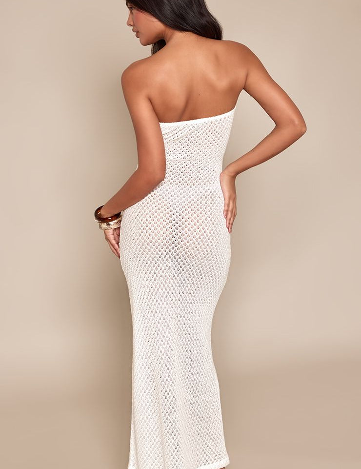 Bandeau Gestructureerde Bodycon Maxi Jurk