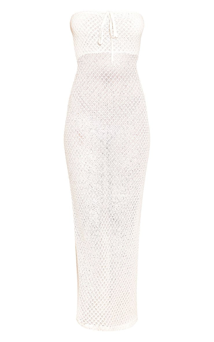 Bandeau Gestructureerde Bodycon Maxi Jurk