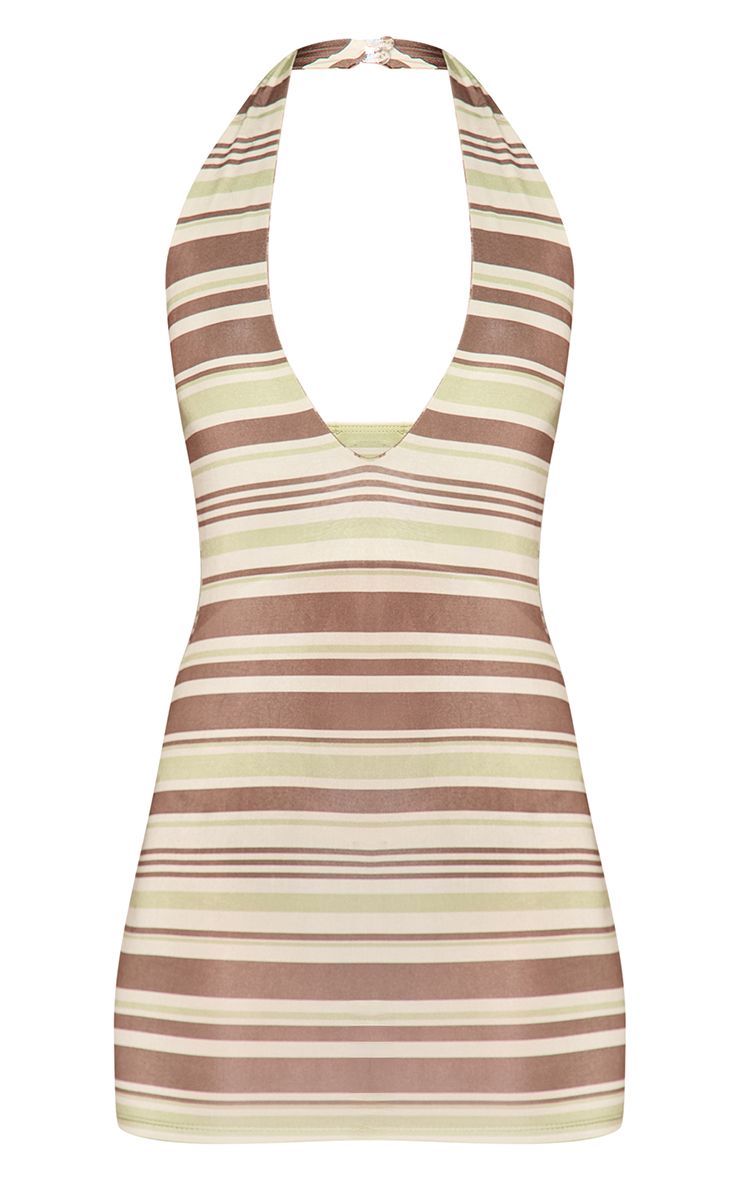 Gestreept Diep Uitsnijding Mini Jurk - Bodycon Fit