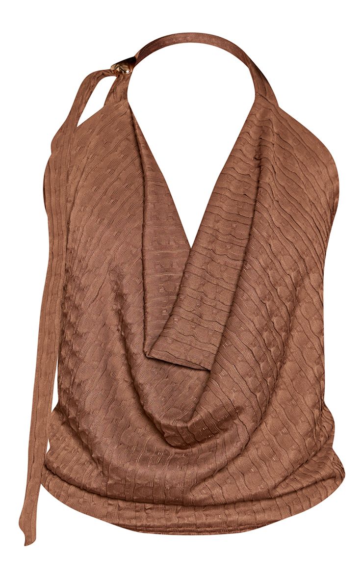 Halterneck Top met Textured Trim Detail
