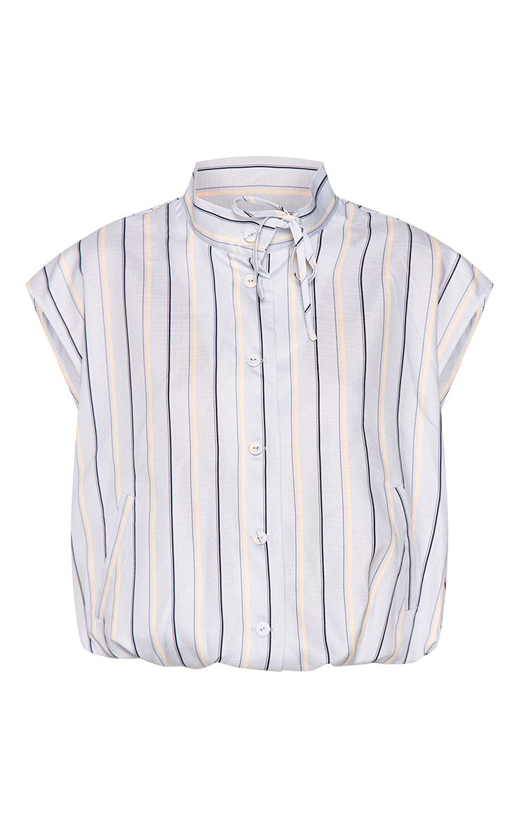 Gestreepte Mouwloze Blouse met Strikdetail