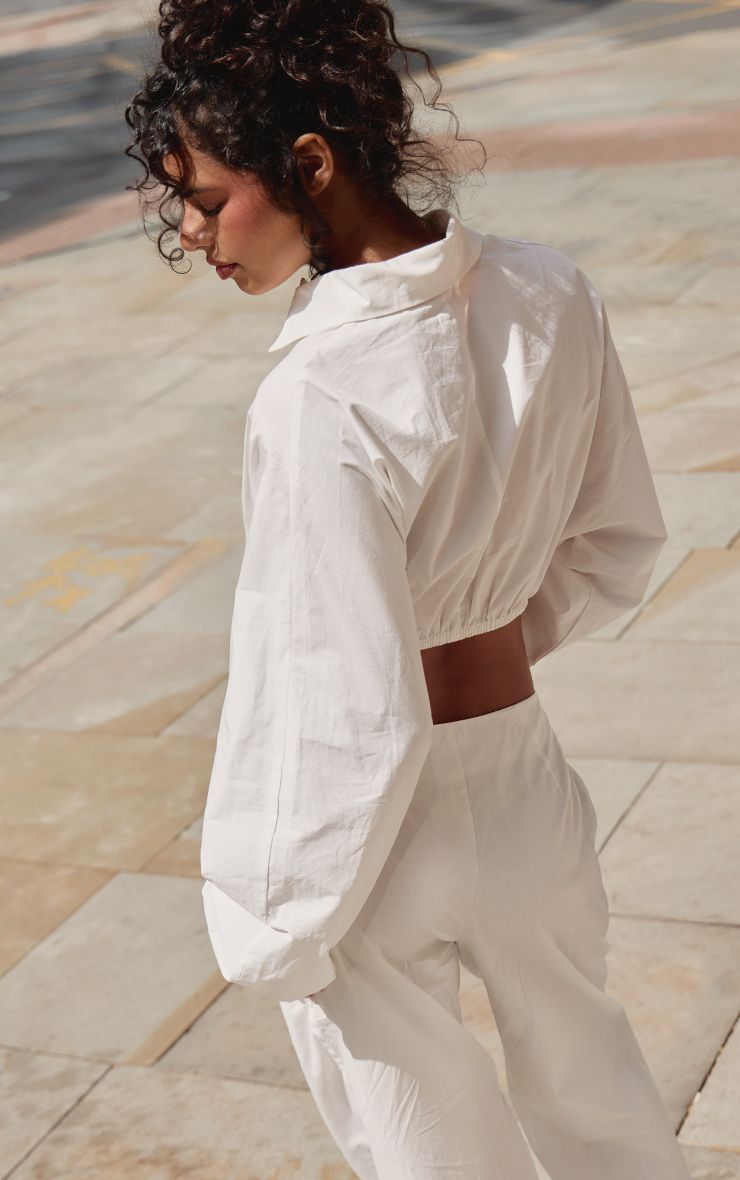Poplin Cropped Blouse met Gather Detail – Co-ord Set