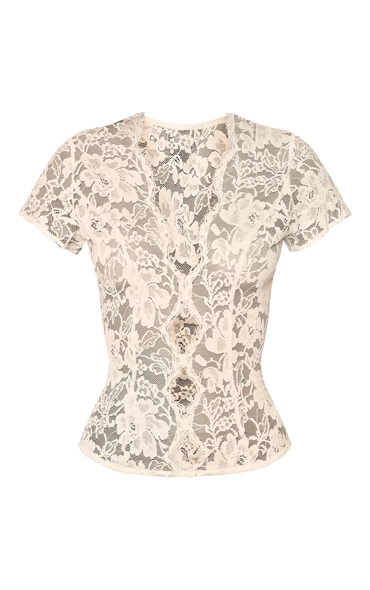 Lace Cut Out Korte Mouw Top in Zwart