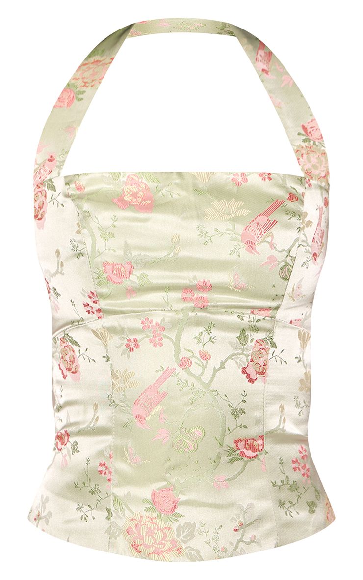 Gebloemde Halterneck Top met Multiprint