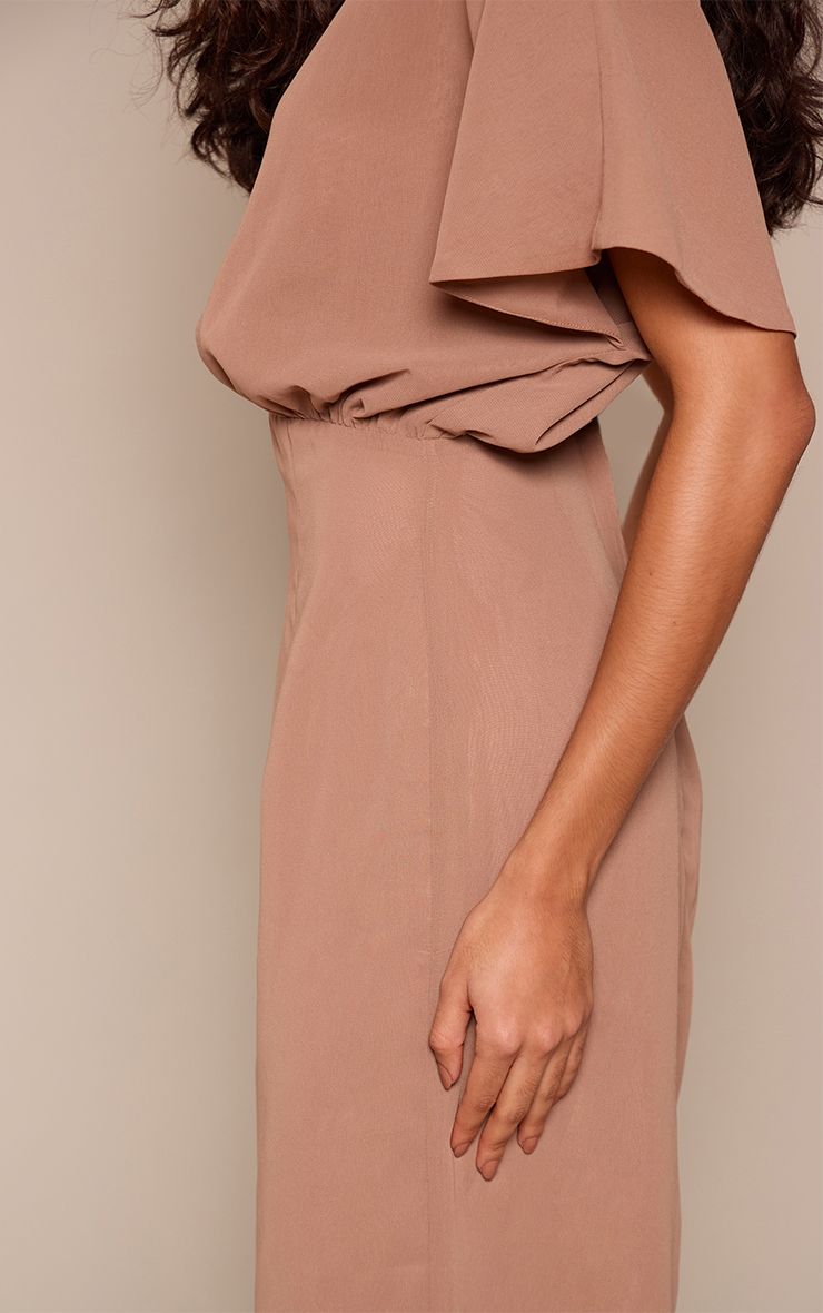 Chiffon Maxi Jurk met Boothals en Korte Mouwen