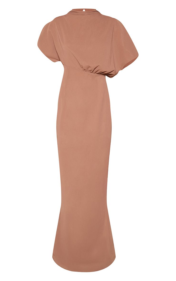 Chiffon Maxi Jurk met Boothals en Korte Mouwen