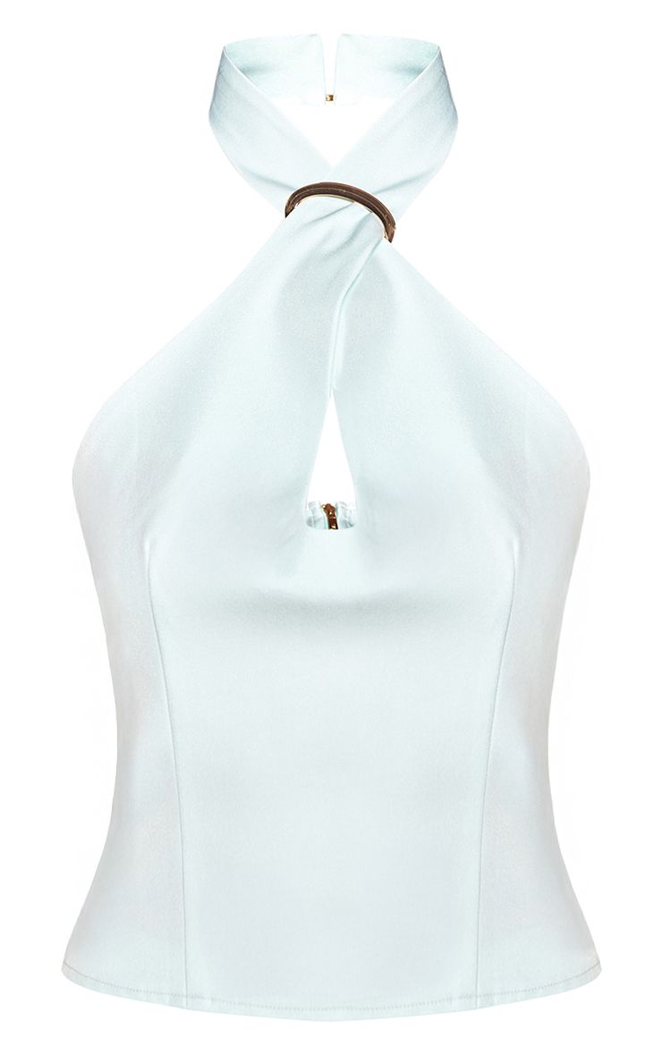 Halterneck Top met Trim Details - Elegante Tailored Blouse