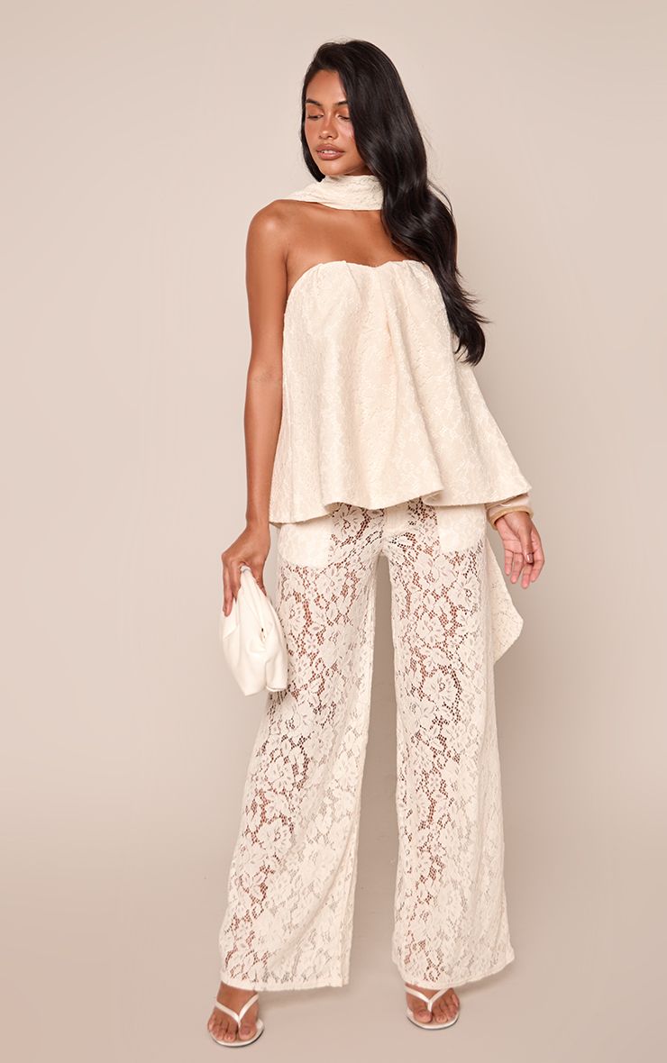 Gestructureerde Kanten Sweetheart Bandeau Top Co-ord