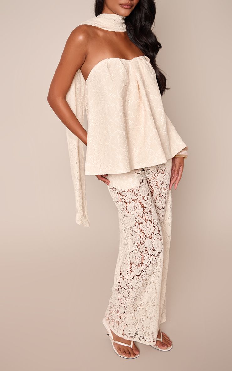 Wijde Broek met Kanten Details – Transparante Co-ord Set