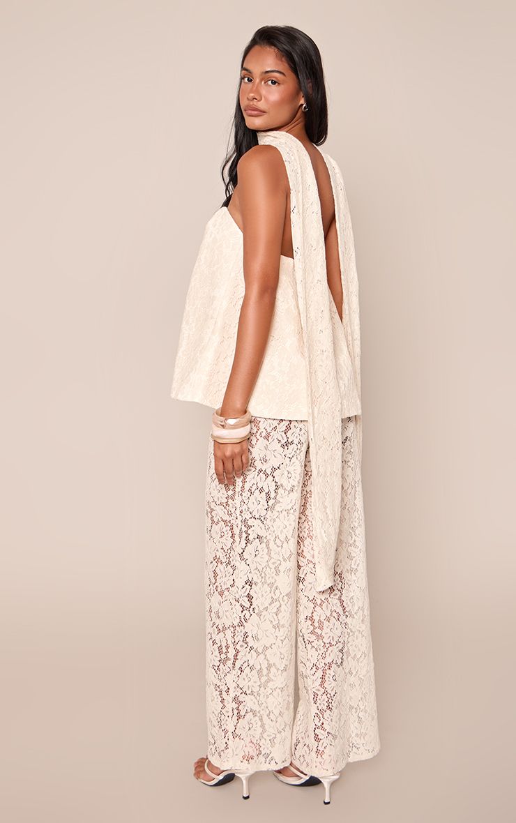 Wijde Broek met Kanten Details – Transparante Co-ord Set