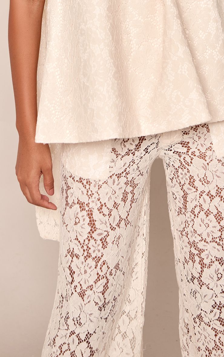Wijde Broek met Kanten Details – Transparante Co-ord Set