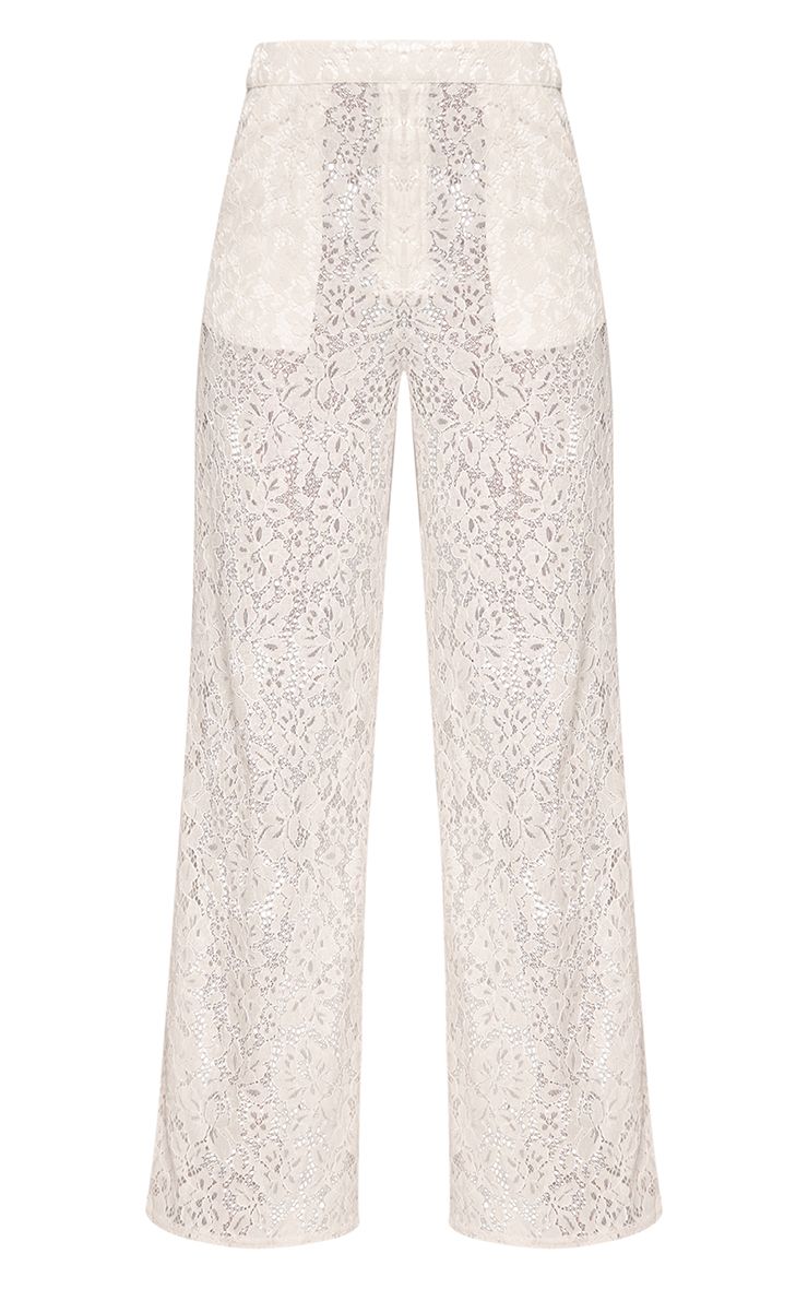 Wijde Broek met Kanten Details – Transparante Co-ord Set
