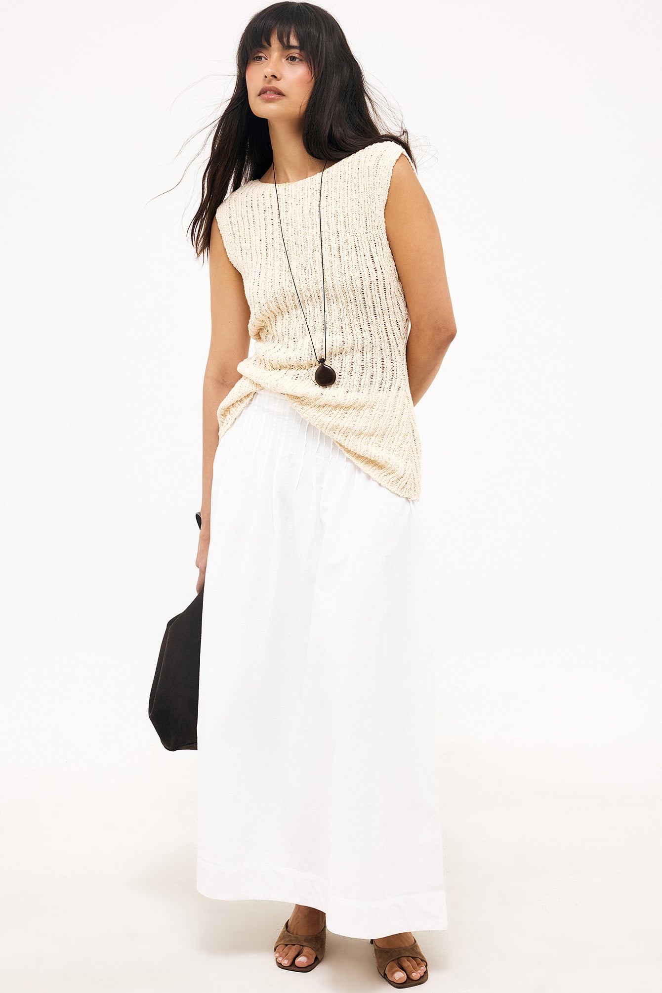 Katoenen Maxi Rok met Pintucks - Minimalistisch Chic