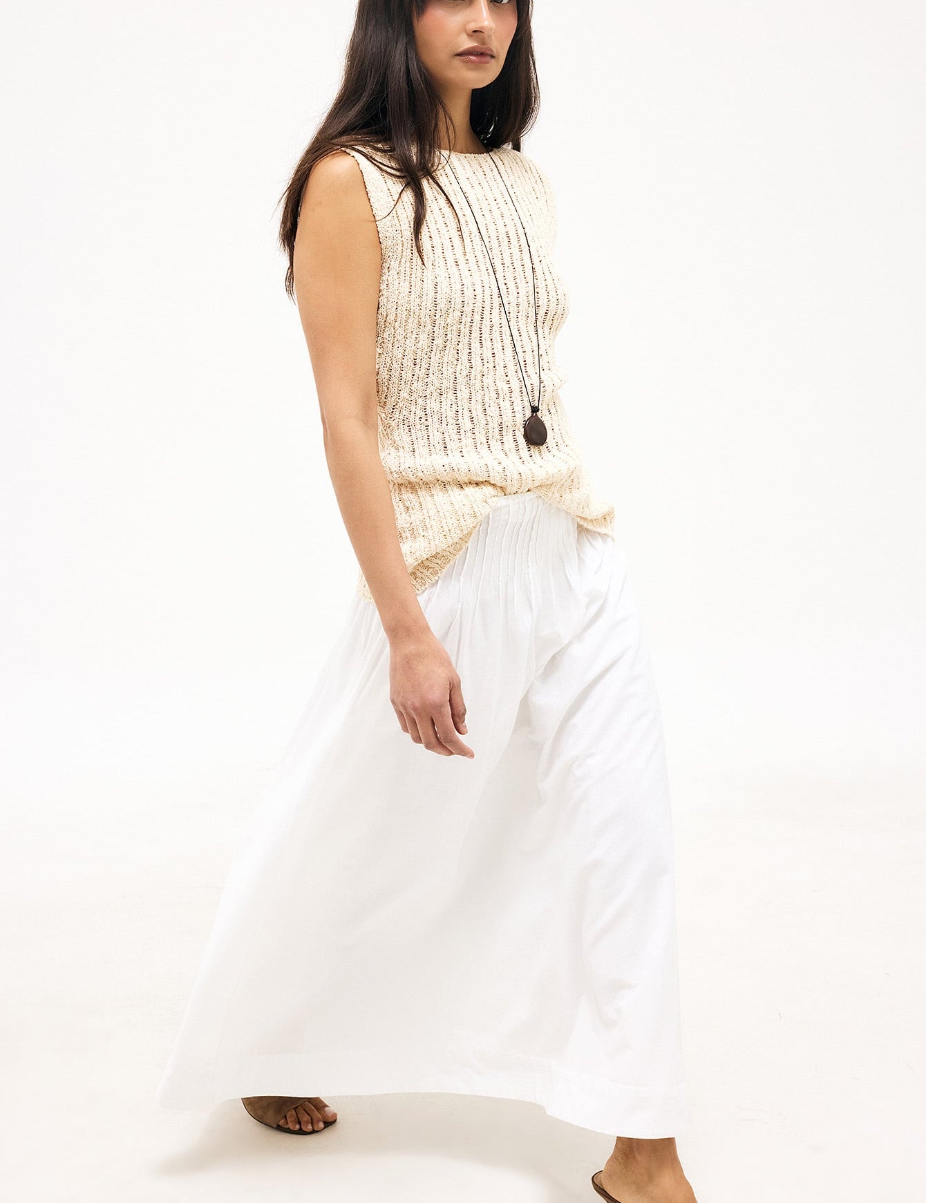 Katoenen Maxi Rok met Pintucks - Minimalistisch Chic