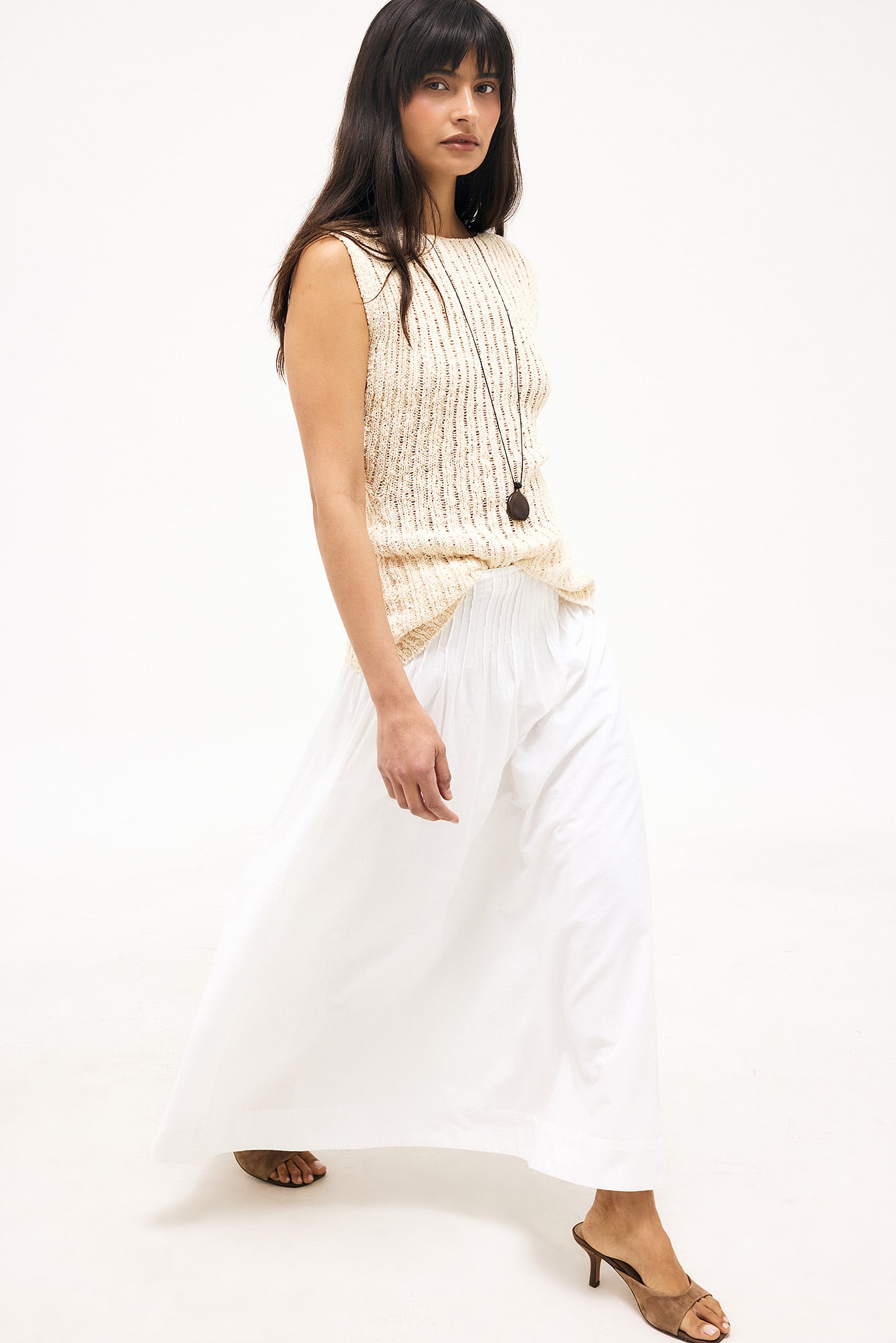 Katoenen Maxi Rok met Pintucks - Minimalistisch Chic