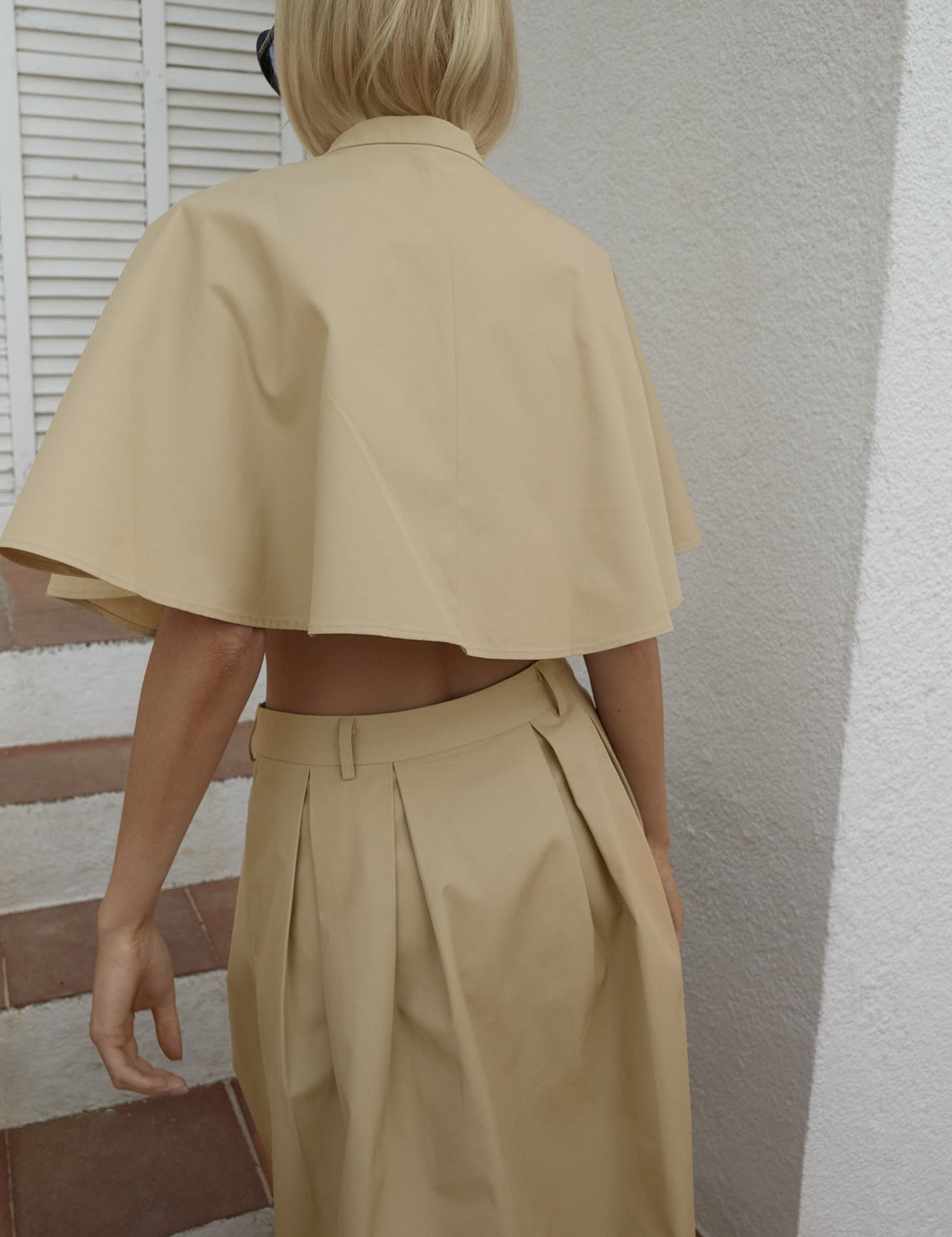 Katoenen Midi Rok met Plooidetail