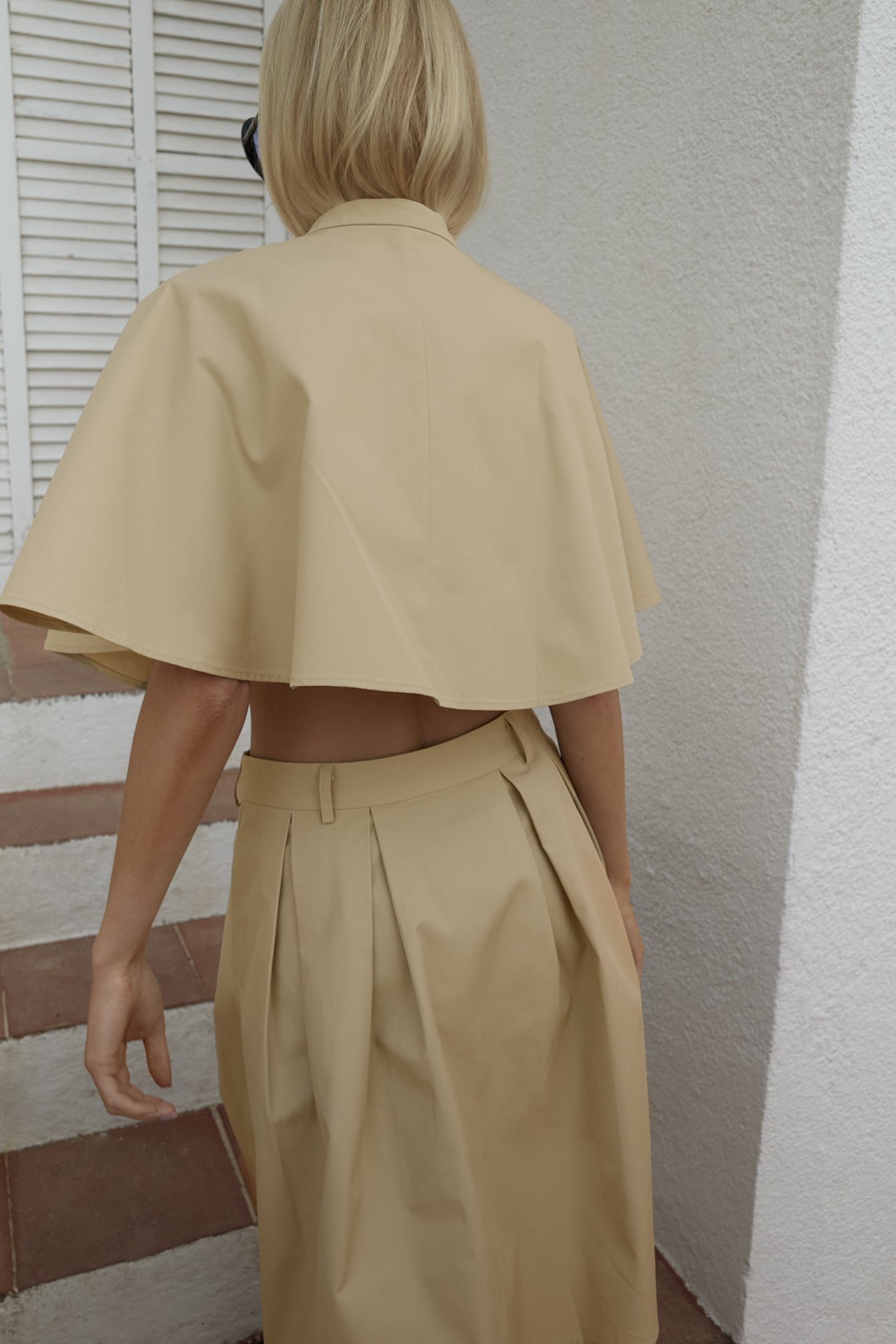 Katoenen Midi Rok met Plooidetail