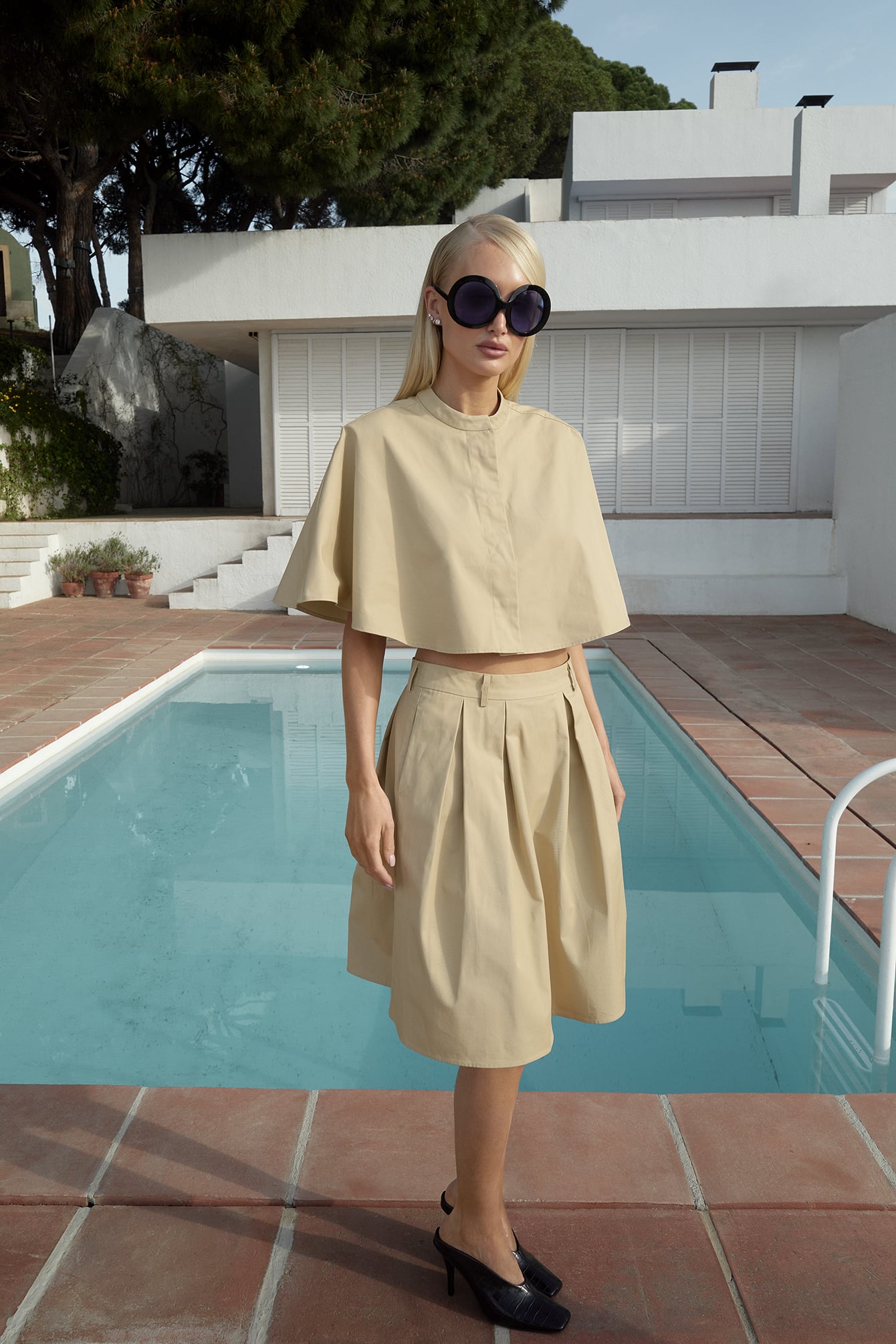 Katoenen Midi Rok met Plooidetail