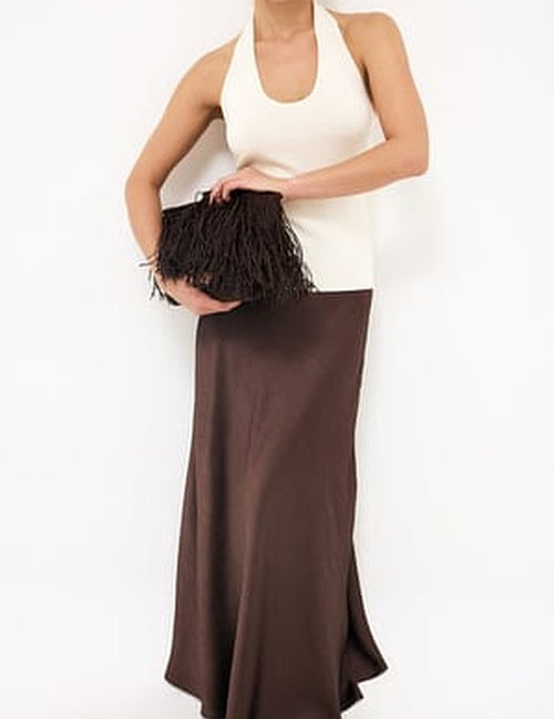 Crinkle Maxi Skirt in Bias Cut