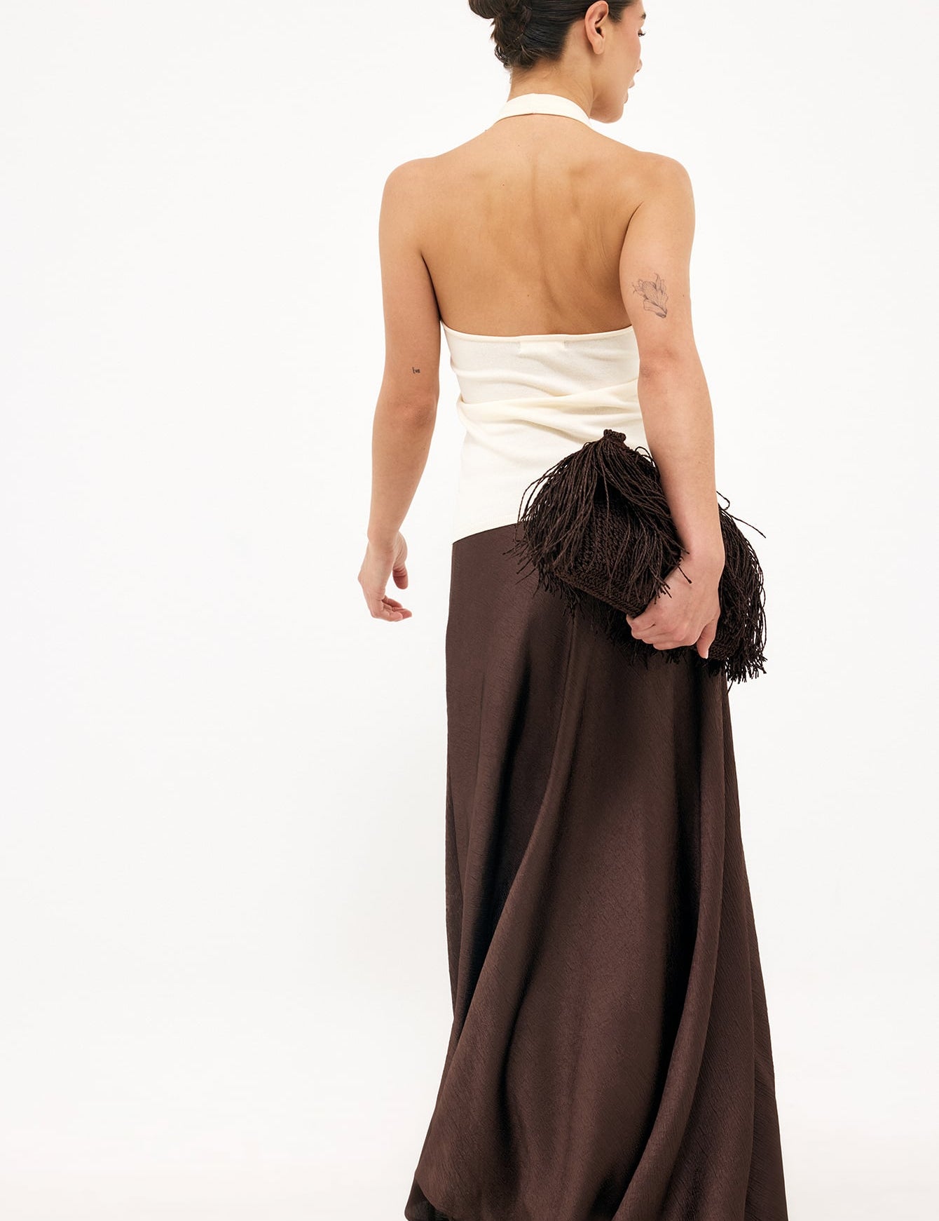 Crinkle Maxi Skirt in Bias Cut