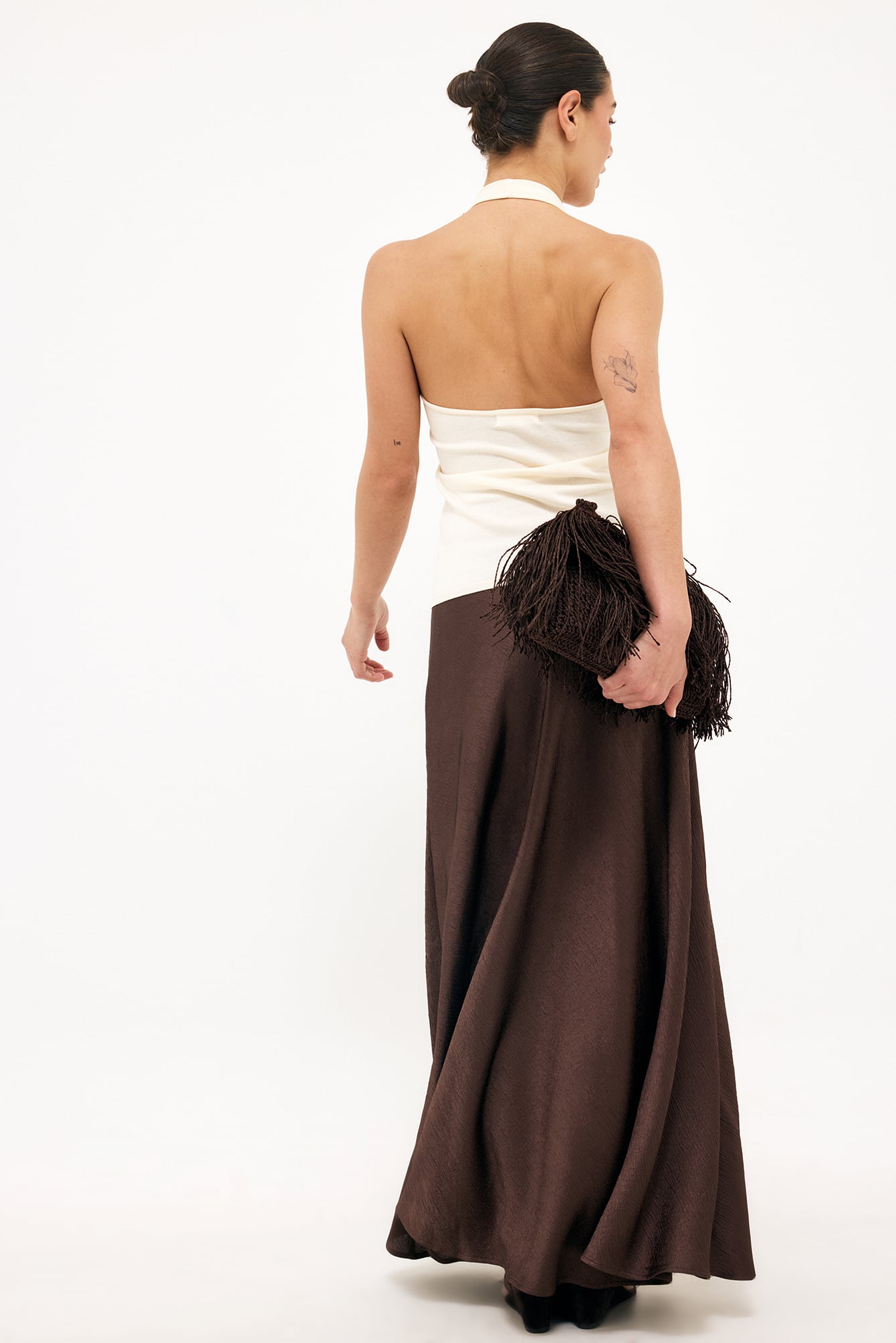 Crinkle Maxi Skirt in Bias Cut