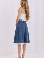 Pleun Denim Midi-rok met Kant | Sera & Zena