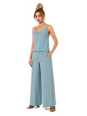 Janna Grijsblauwe Jumpsuit met Drapé-hals | Sera & Zena